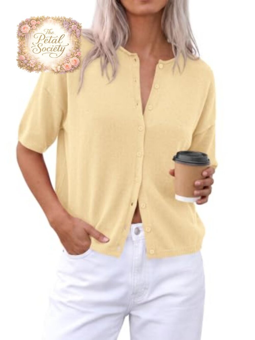 Womens Lightweight Short Sleeve Button Down Cardigan Sweater
